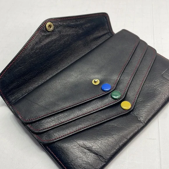 Authentic vintage CHRISTIAN DIOR multi snap black leather wallet with COA - Picture 6 of 12